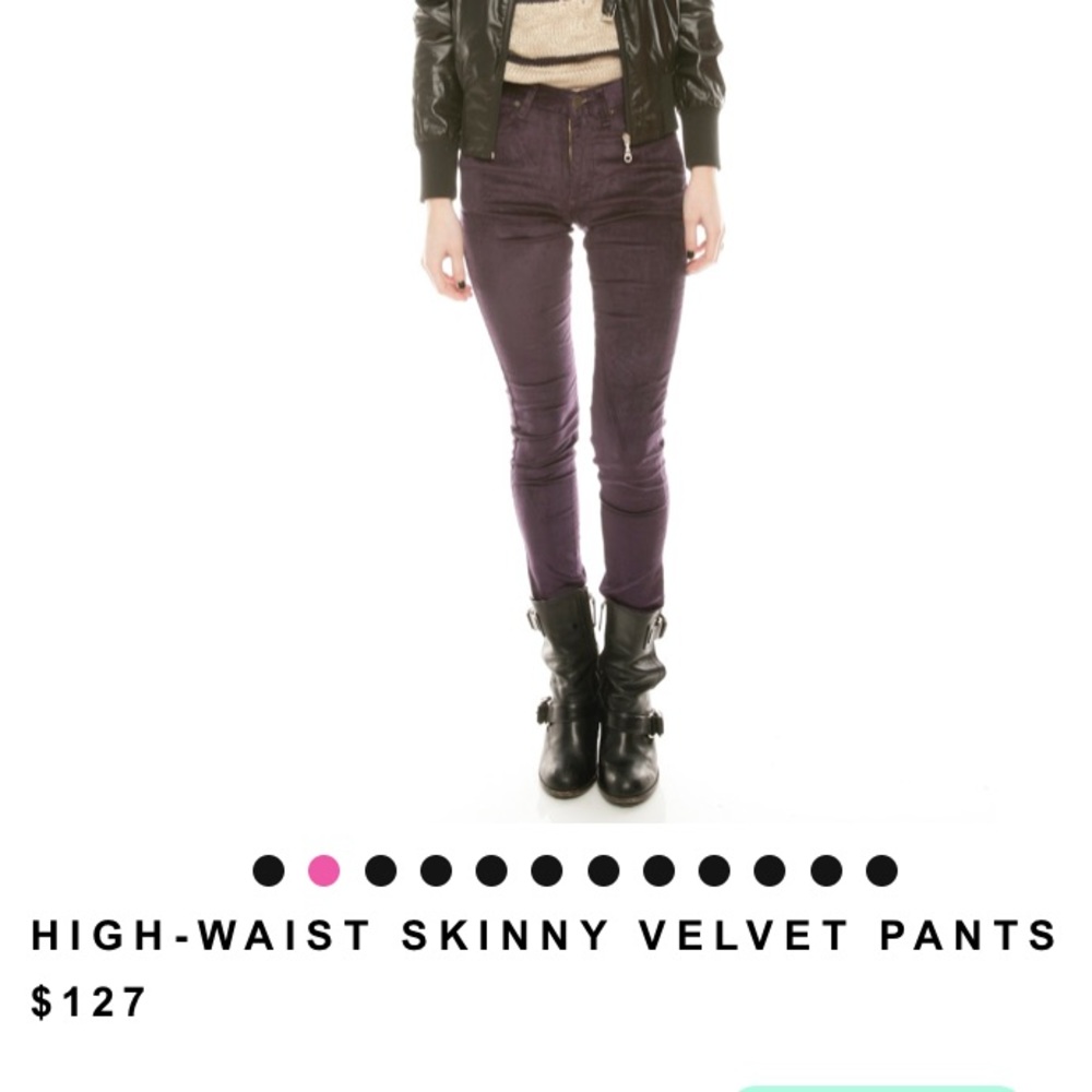Free People brown velvet skinny high waisted pants - Picture 1 of 14